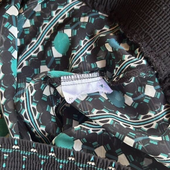 Esprit Women's Size 6 Black Green Sheer Blouse Shirt Top Patterned Long Sleeve - Picture 4 of 7